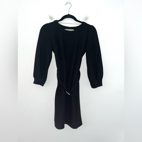 GAL MEETS GLAM Jody Black Ribbed Belted Knee Length Dress Size 00 - Picture 9 of 10